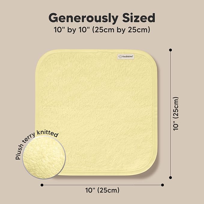 6-Pack Baby Washcloths - Soft Absorbent Viscose from Bamboo Wash Cloths for Babies, Kids, Toddlers, Infant, Newborn Bath Towels, Gentle on Sensitive Skin, 10x10 Reusable Face Towels (Sunshine)