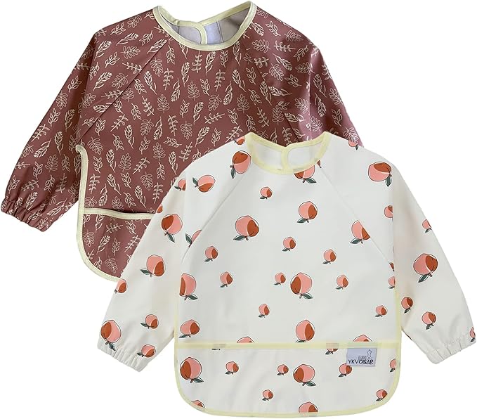 2 Pack Baby Bibs for Boy,Baby Bibs for Eating,Mess Proof Baby Bib,Full Sleeve Bib,Waterproof Bib for Toddlers