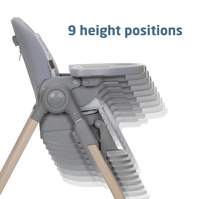 Maxi-Cosi Minla 6-in-1 High Chair for Babies & Toddlers, Portable Foldable Highchair, EcoCare Fabric, 9 Heights, 5 Reclines, 4 Tray Positions, Classic Slate