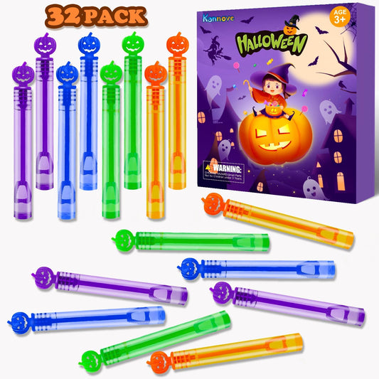 Halloween Treats Non Candy for Kids 32 Pack,Mini Bubble Wands for Toddlers, Halloween Party Favors Supplies Boo Basket Goodie Bag Stuffer Fillers,Small Classroom Toys Gifts Prizes Stuff for Boys Girls