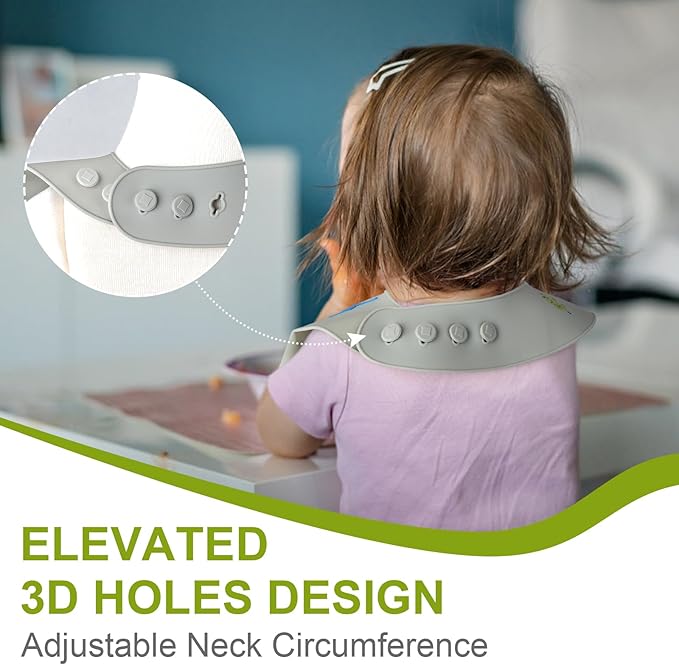 Accmor Silicone Baby Bibs, Waterproof Soft Bibs for Baby Girls Boys Feeding Eating, Silicone Baby Bibs with Large Pocket