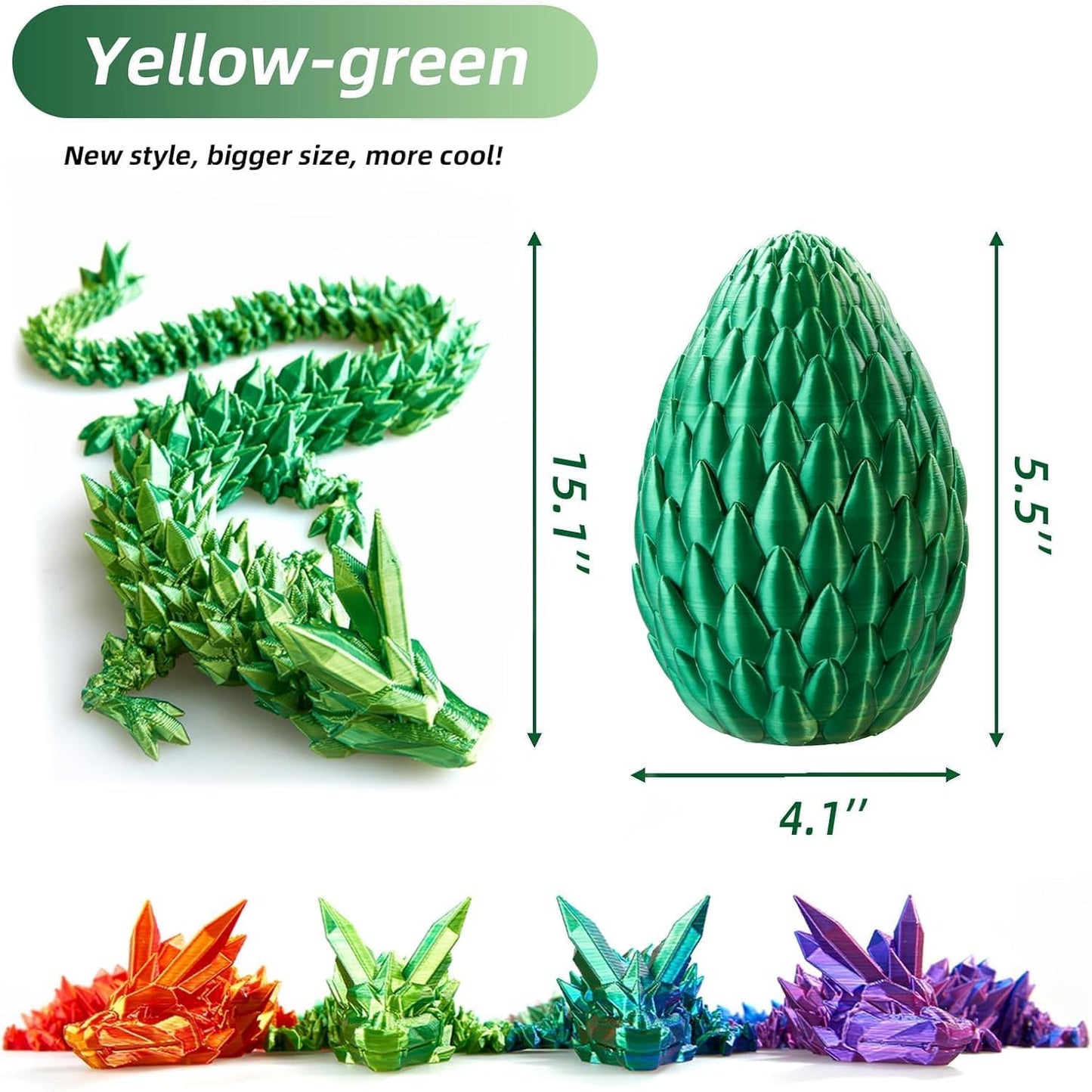 12inch 3D Printed Dragon Egg,Mystery Crystal Dragon Fidget Toys,Articulated Dragon,Home Desk Decor Easter Surprise Dinosaur Eggs,Adults Fidget Toys for Autism/ADHD (Turquoise)