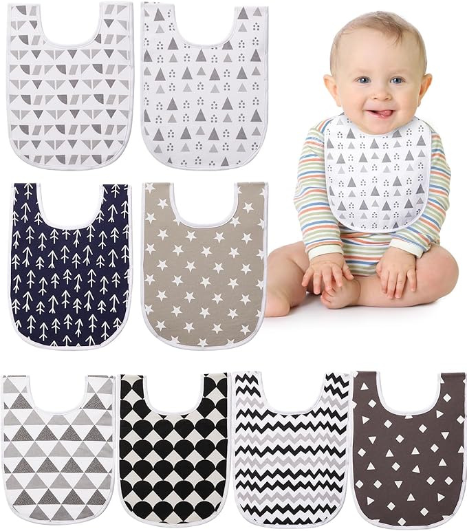 Lilian&Gema Baby Bibs 8 Pack Baby Drool Bibs for Unisex Boys Girls,Soft Cotton Bibs for Teething and Drooling Newborn