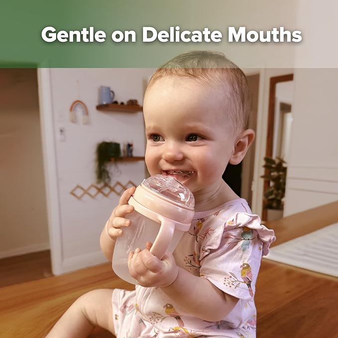 haakaa Weighted Straw Sippy Cup for 6+ Month Old, Silicone Weighted Straw Cup Milk Sippy Cup Baby Water Bottle with Straw Brush (Grey, 8oz./250ml)