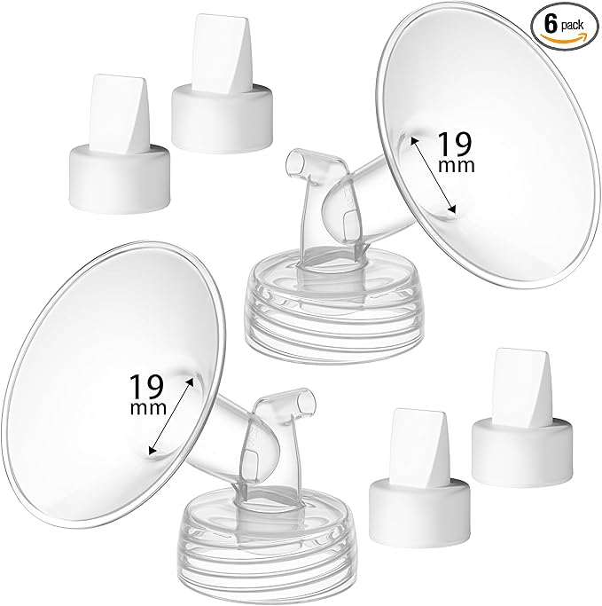 19 mm Flange Compatible with Spectra S2 S1 9 Plus Ameda MYA Motif Luna Cimilre Breast Shield, Duckbill Valves Replacement, Replace Wide Mouth Flange