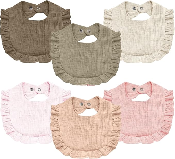 Baby Muslin Bibs,6 Pcs Drool Bandana Bibs for Baby Girl Drooling and Teething,Soft and Absorbent Cotton for Newborn