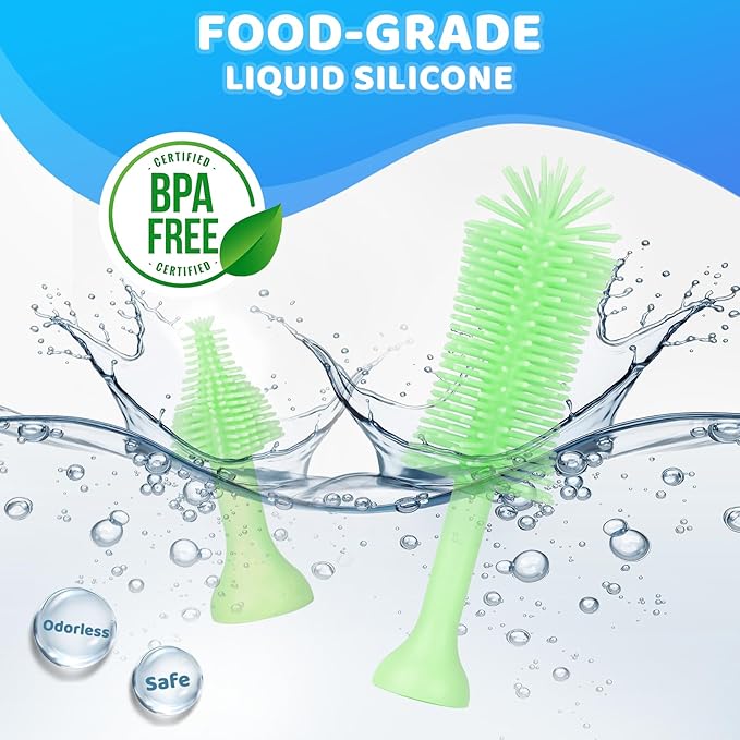 ULTRAFIRE Electric Bottle Brush, Baby Bottle Cleaner with Silicone Brush, Waterproof, 2 Modes & 360 Rotation, Green