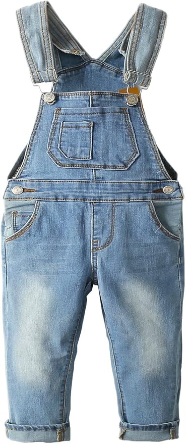 KIDSCOOL SPACE Baby Toddler 2 Buttons Adjustable Straps Fashion Jean Overall