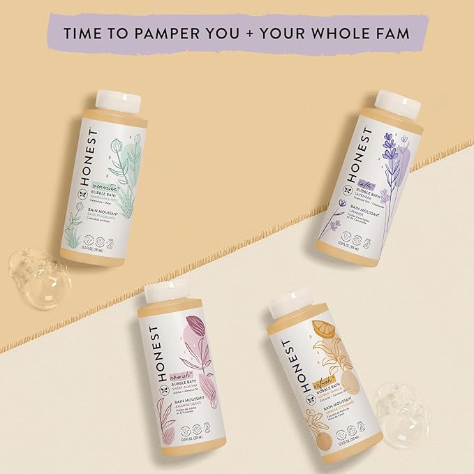 The Honest Company Foaming Bubble Bath | Gentle for Baby | Naturally Derived, Tear-free, Hypoallergenic | Fragrance Free Sensitive, 12 fl oz