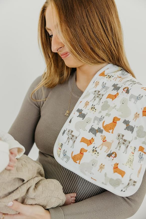 Copper Pearl Premium Baby Burp Cloths - 3-Pack Large Cotton Burp Cloths, Extra Soft Spit Up Rags with 3 Absorbent Layers, Perfect for Baby Boy and Baby Girl Gifts (21" x 10" Size, Rufus Set)