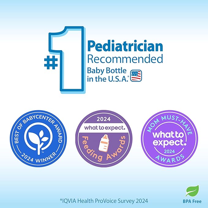 Dr. Brown's Natural Flow Anti-Colic Options+ Wide-Neck Baby Bottles 5 oz/150 mL,with Level 1 Slow Flow Nipple,4 Pack,0m+