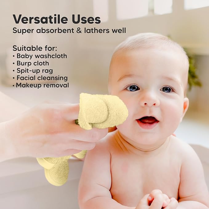 6-Pack Baby Washcloths - Soft Absorbent Viscose from Bamboo Wash Cloths for Babies, Kids, Toddlers, Infant, Newborn Bath Towels, Gentle on Sensitive Skin, 10x10 Reusable Face Towels (Carrot)