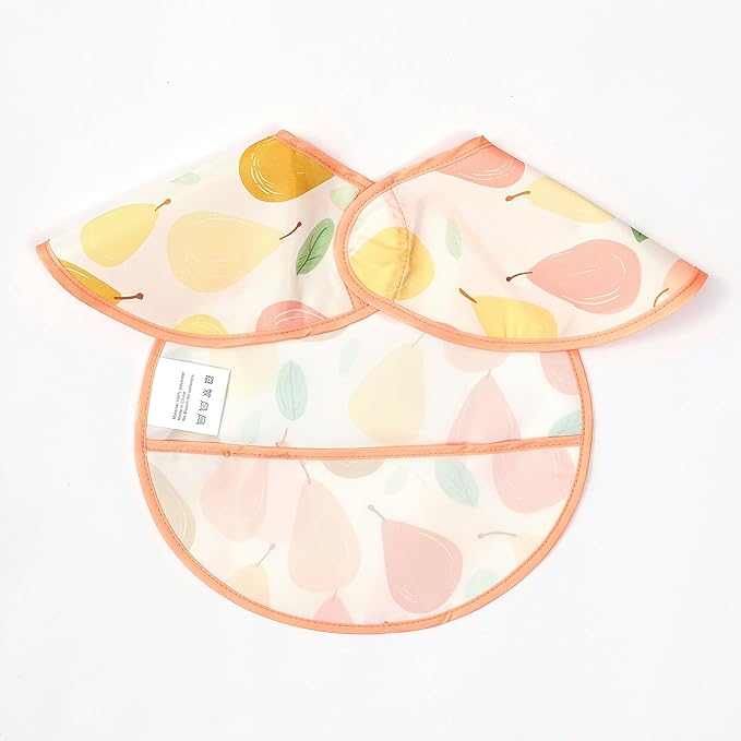 Feeding Bibs for Baby,3 Pack-Waterproof & Easy Clean Feeding Bibs for Toddlers & Infant,Reversible Pockets