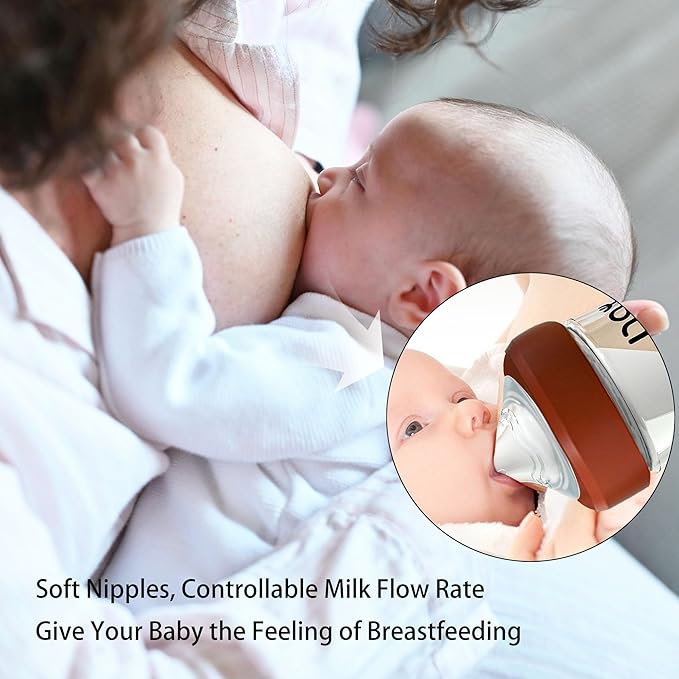 Silicone Bottle Nipple, Anti Colic Nipples for Baby, Natural Feel, M, 3 Months+, 4 Counts
