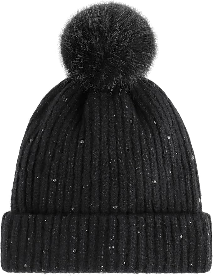 Girls Winter Hat Warm Toddler Beanie with Pom Pom Winter Hats for Baby and Kids