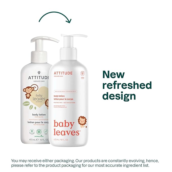 ATTITUDE Baby Lotion, EWG Verified Moisturizer, Dermatologically Tested Moisturizing Cream, Vegan and Cruelty-Free, Pear Nectar, 16 Fl Oz (Pack of 6)