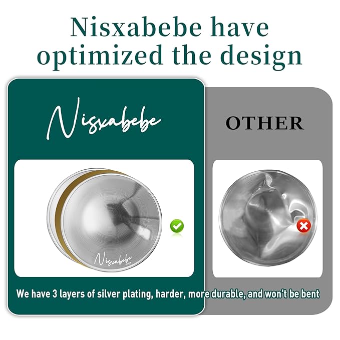 The Original Silver Nursing Cups - Nipple Shields for Nursing Newborn, Newborn Breastfeeding Must Haves for Soothe and Protect Your Nursing Nipples - Trilaminate 999 Silver（Maxi）