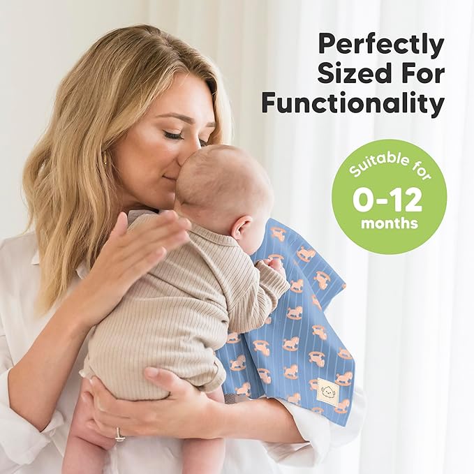 Organic Burp Cloths Baby Boy, Girl - 6-Pack Large Cotton Burping Cloths for Babies, Spit Up Rags, Super Absorbent, Ultra Soft Newborn Rag, Gender Neutral, Machine Washable, Durable (Toy Land)