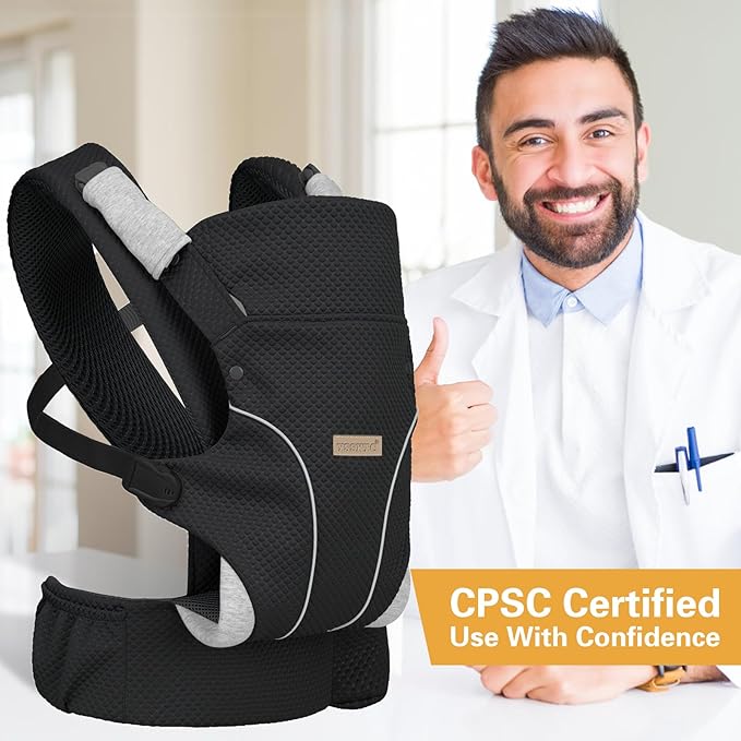 Baby Carrier Newborn to Toddlers - Ergonomic Adjustable Soft Breathable Comfort Infant Carrier for 7-35lbs, Enhanced Support, Easier to Wear