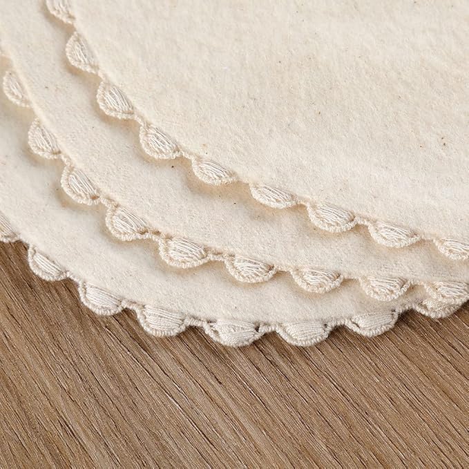 GZMM Baby Bib For Girls,Reversible Waterproof Handmade Natural Cotton Baby Drool Bib 0-12 months 2 Pack (off-white color A, 0-12 months)