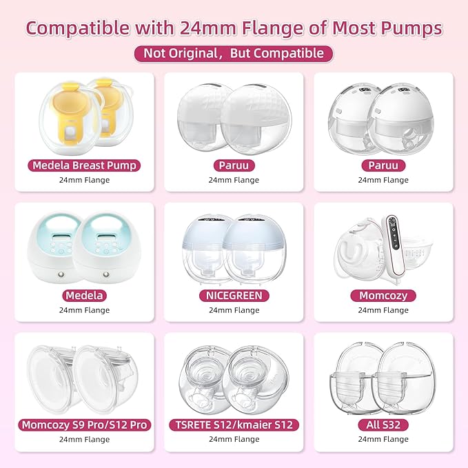 Flange Inserts 22mm for Medela,Spectra 24mm Shields/Flanges,Compatible with Momcozy M9/M5/M6/S12 Pro/S9 Pro Wearable Breast Pump,Reduce 24mm Nipple Tunnel Down to 22mm,4PCS