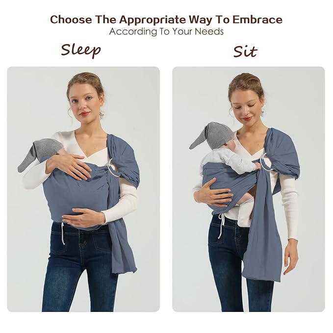 Baby Wrap Ring Sling 7-35 lbs, Baby Sling Carrier for Newborn, Toddler, Infant Holder, Lightweight Baby Carrier Wraps, Blue