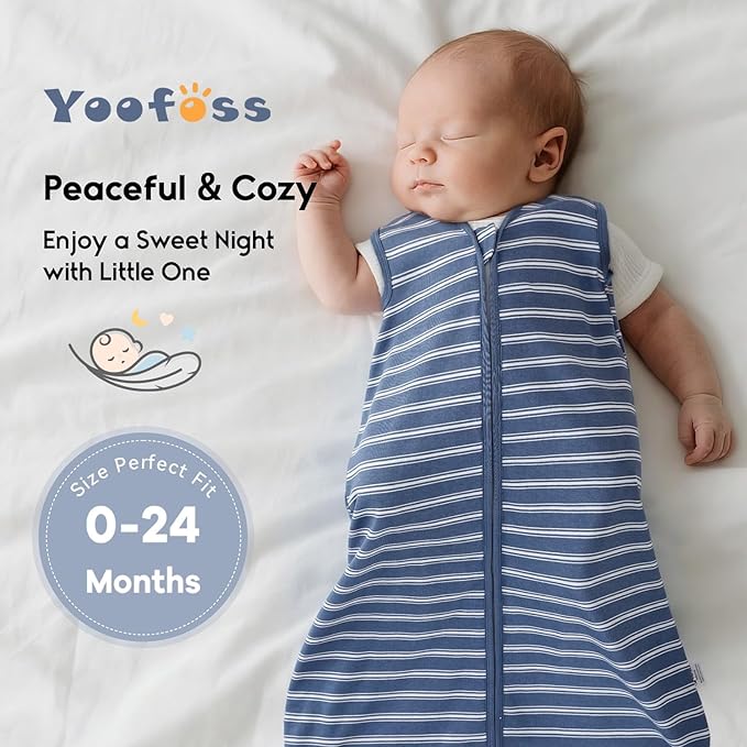 Yoofoss Baby Sleep Sack 0-6 Months 0.5 Tog Wearable Blanket for Baby, 3 Pack 100% Organic Cotton Infant Toddler Sleeping Sack 2-Way Zipper Lightweight Sleep Sack