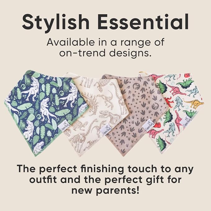 Copper Pearl Baby Bandana Bibs - 4 Pack Soft Cotton Bibs for Drooling & Teething, Absorbent, Adjustable Fit, Many Styles