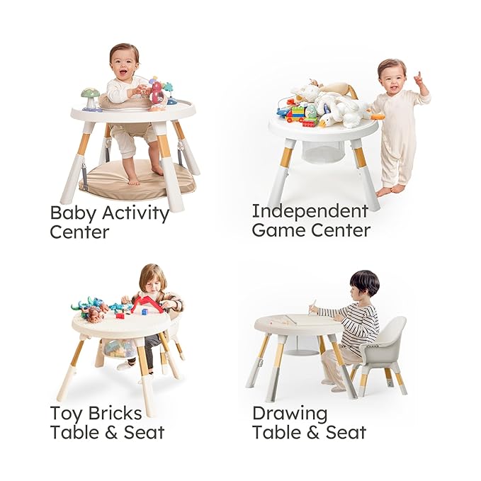 MAMAZING 8-in-1 High Chair,Infant and Toddler High Chair with Removable Tray, Seating for 8 Stages of Development from Infant to Toddler, Convertible Baby high Chair with Activity Center,Khaki