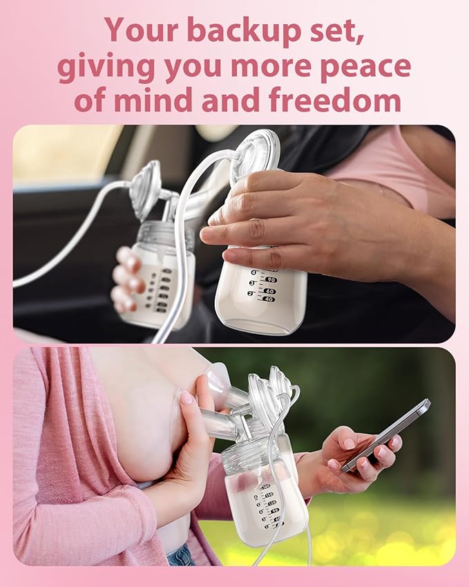 Breast Pump Parts Compatible with Spectra S1/S2/9 Plus, Not Original Accessories, Full Set Replacements Include 17mm Flanges, Valves, Backflow Protectors (Duckbills Included), Tubings and Bottles