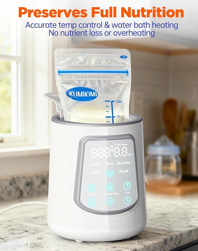 Fast Baby Bottle Warmer for Breastmilk, Smart 12 in 1 Breast Milk Warmer for Baby Essentials with Timer Temperature Control, Sterili-zing, Water Bath Technology, Baby Warmer for All Bottles Food Jars