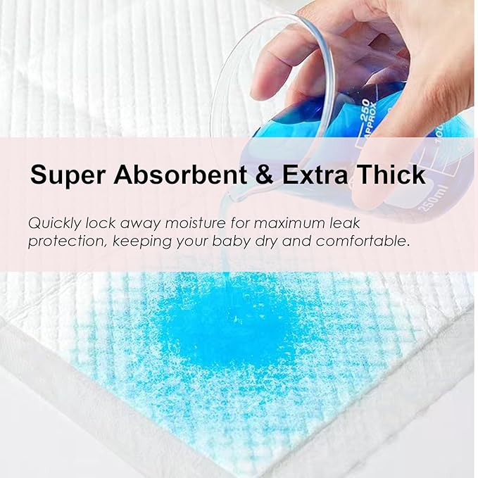 Disposable Changing Pad Liners (50 Pack), Baby Incontinence Diaper UnderPads 18"x 24" Extra Large & Super Soft , Ultra Absorbent & Waterproof - Covers Any Surface for Diaper Changes, White ﻿