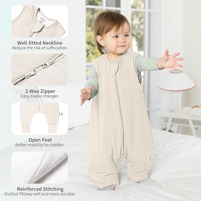 Rayon Made from Bamboo Toddler Sleep Sack with Feet 3t-4t 1.0 Tog Breathable Sleep Sack 36-48 Months Ultra Soft Baby Wearable Blanket with Legs Unisex Sleeping Bag with 2-Way Zipper