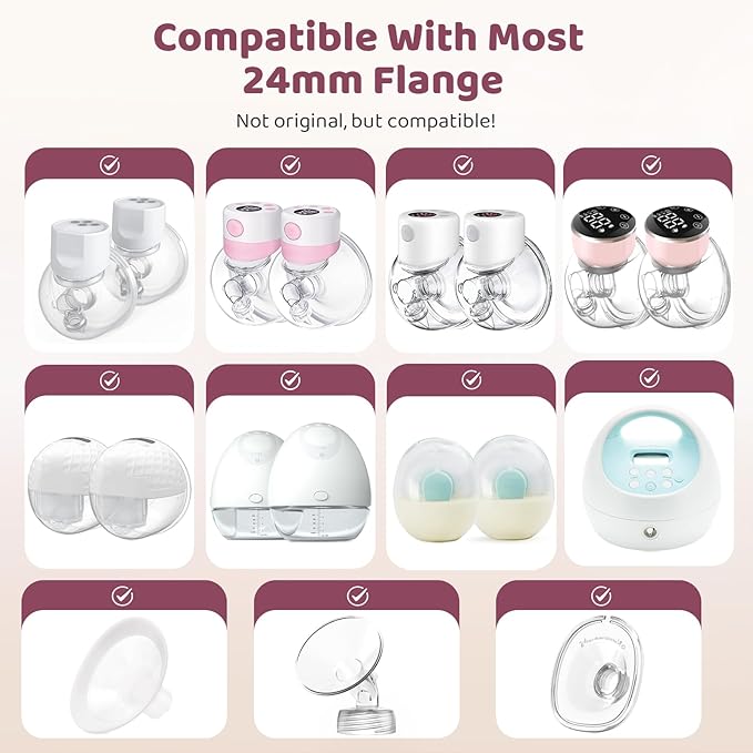 Flange Sizing Kit with 10PCS Flange Inserts 13/15/17/19/21mm, Nipple Measurement Tool, Silicone Flange Insert Kit for 24mm Flange/Shield Breast Pumps, Breastfeeding Essentials Kit