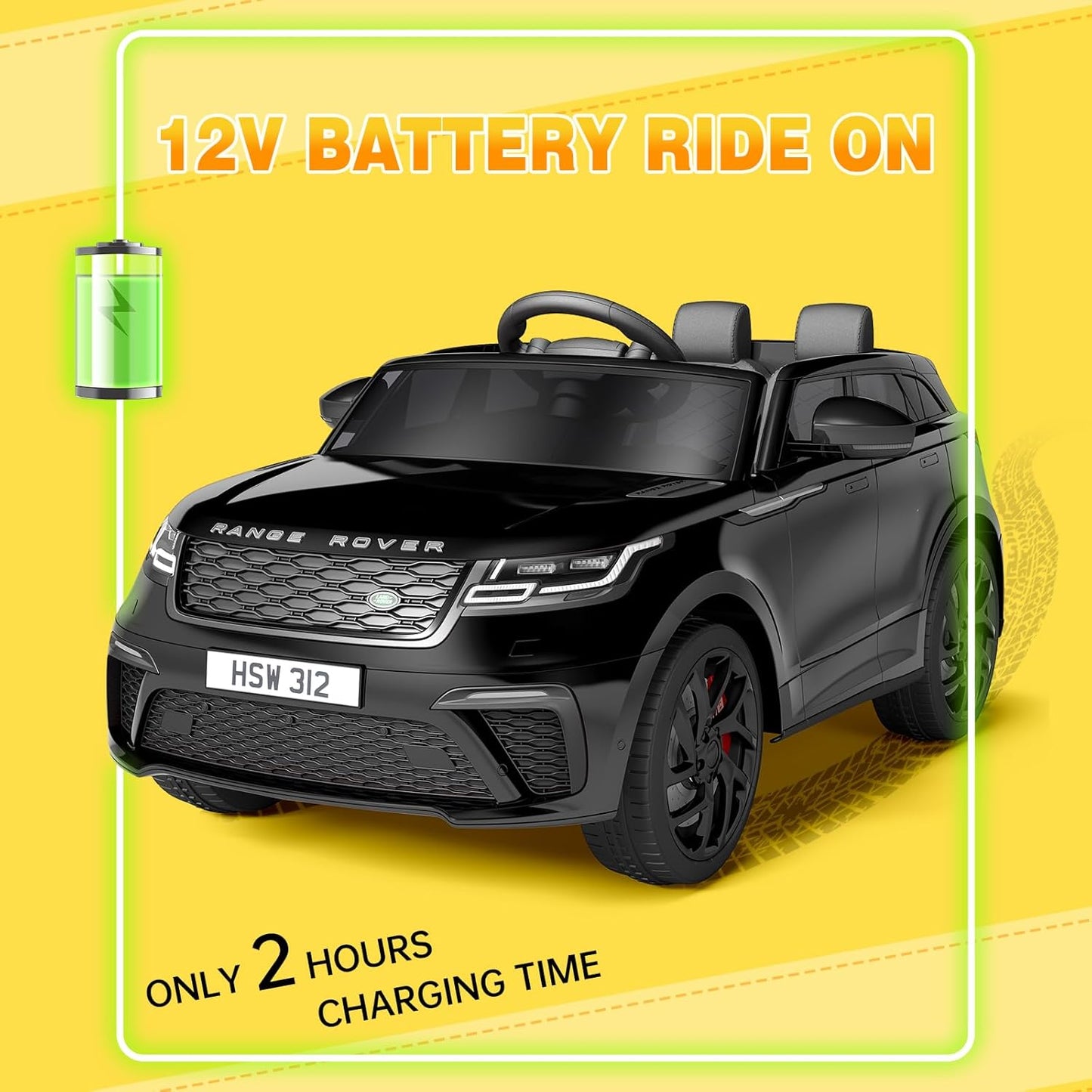 Hetoy Kids Ride On Car with Remote, Licensed Land Rover Kids Electric Car, Ride On Toys for Kids 3-8 with Mp3 Player, Rocking, Pull Rod, Black