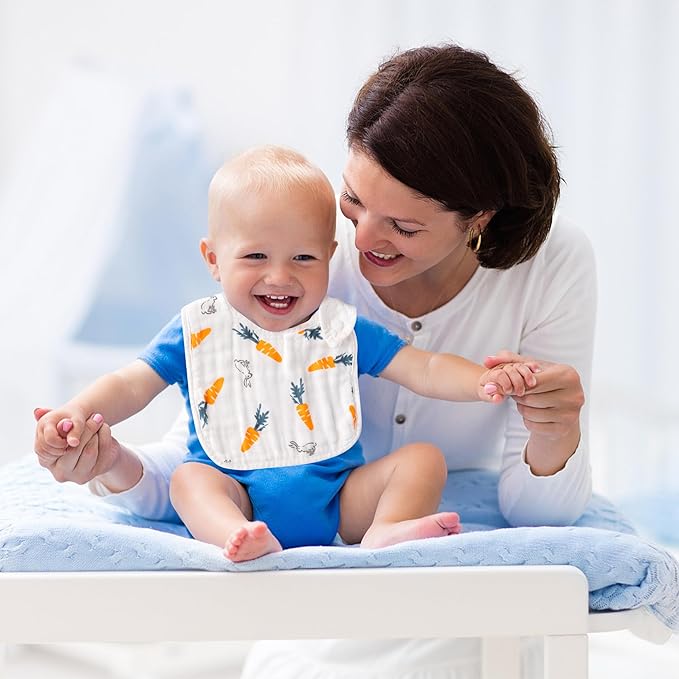 Zainpe 20Pcs Snap Muslin Cotton Baby Bibs Soft Absorbent Adjustable Burp Cloths for Newborns Drooling Feeding Teething Eating
