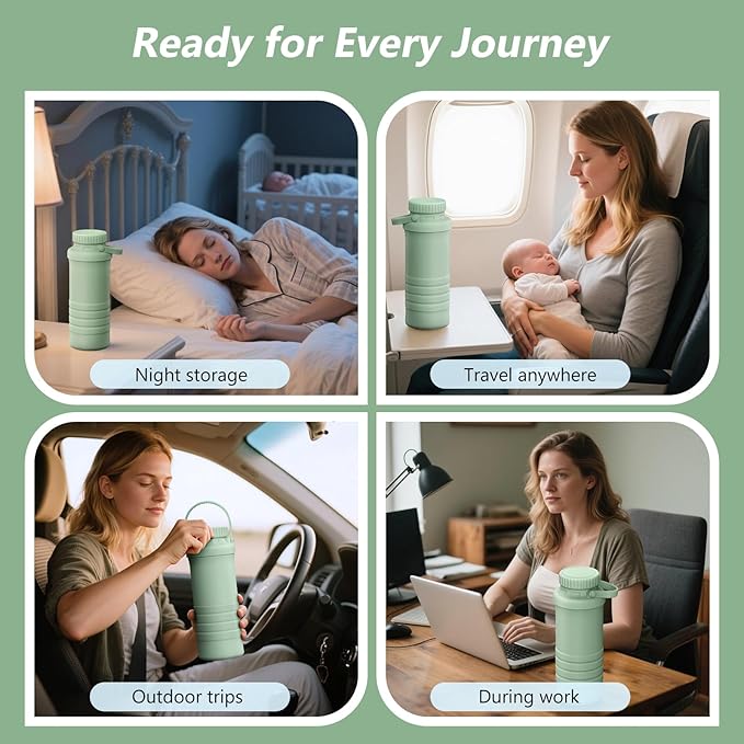 22oz Portable Breastmilk Cooler Bottle, Stainless Steel Breast Milk Chiller, 360° Total Cooling for 24 Hours, Stainless Steel Cooler with 2pcs Baby Bottles for Breastmilk Storage