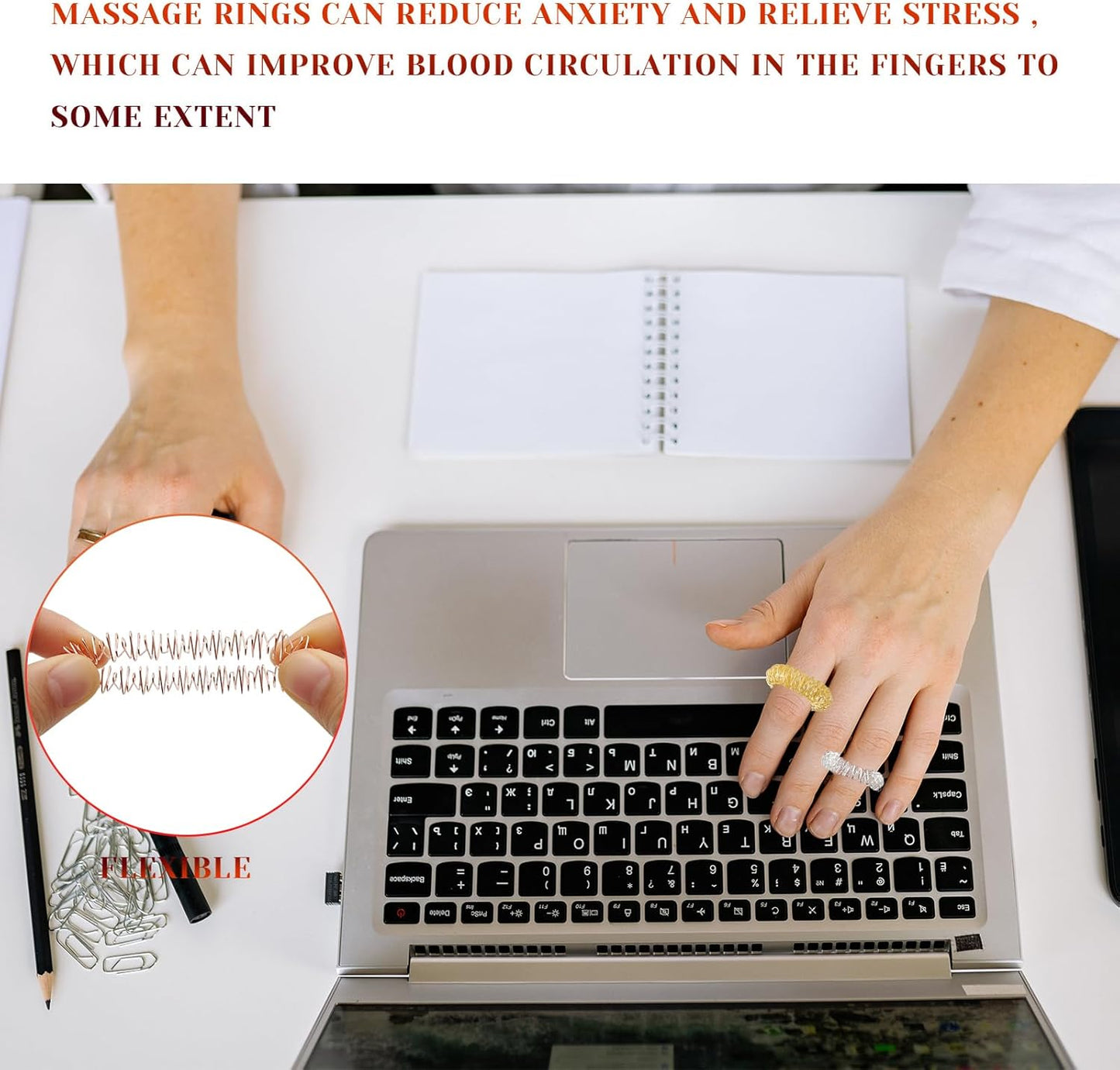 12 Pcs Fidget Rings Acupressure Rings Sensory Rings Trichotillomania Fidget Toys Stress Relief Toys Set Sensory Fidget Massager Ring for Fingers Stress Anxiety Relief(Silver and Gold)