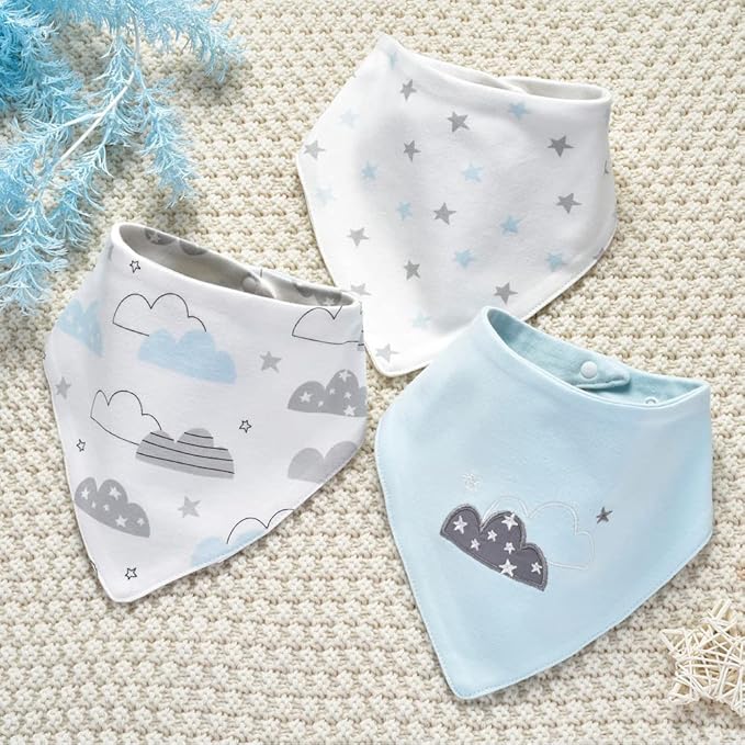 JN&LULU 3 Pack Newborn Baby Bibs Bandana Drool Bibs for Drooling Cotton Baby Gifts