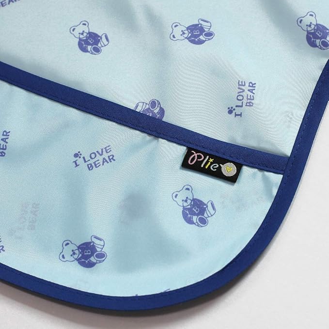 Short Sleeve Waterproof Bib for Toddlers – Feeding Apron for Mealtime, Daycare, Self-Feeding & Messy Play, Baby Bib