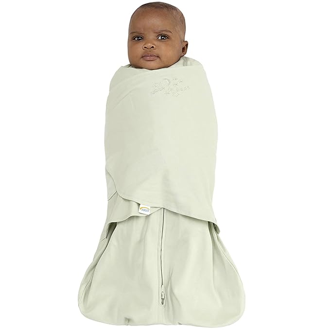 HALO 100% Cotton Sleepsack Swaddle, 3-Way Adjustable Wearable Blanket, TOG 1.5, Sage, Newborn, 0-3 Months