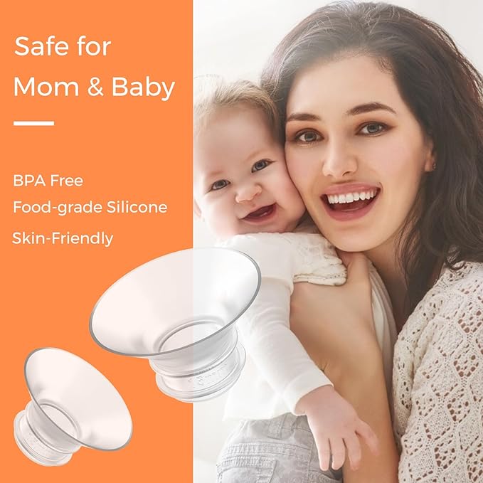 Flange Inserts 15mm 6PCS - Compatible with Momcozy M5/M6/S12 Pro/S9 Pro/V1/V2,Spectra,Medela,Elvie,Lansinoh 24mm Flange - Breast Pump Replacement Pump Parts - BPA Free Silicone,6 Pack