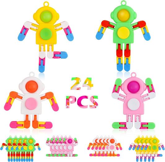 24 Pack Pop Fidget Spinners Bulk, Deformable Astronaut Key Chain Fidget Toys Bulk, Stocking Stuffers Birthday Gifts Party Favors for Kids, Student Gifts Classroom Prizes