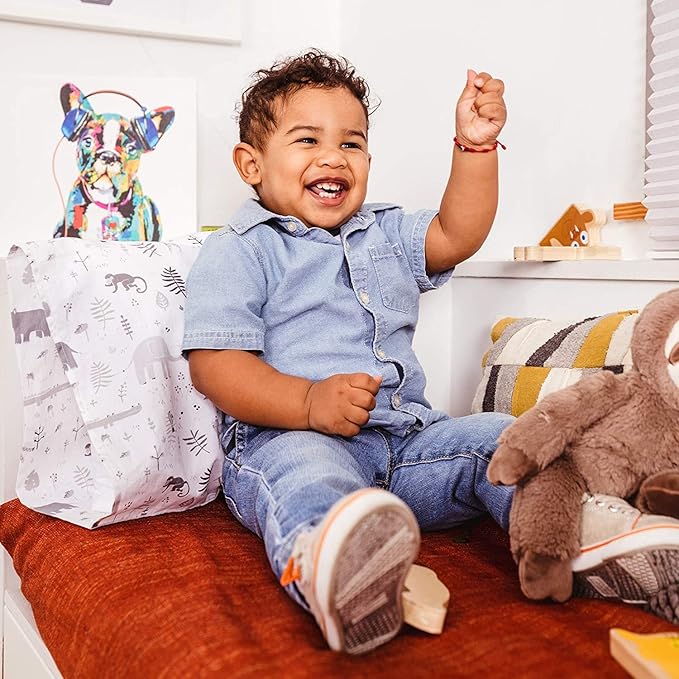 WeeSprout Toddler Polyester Organic Cotton Shell and Pillowcases, Small Kids Pillow, Soft and Supportive Polyfiber Filling, Machine Washable, 18 x 13 x 3 (White + Safari Print, 3 Piece Set)