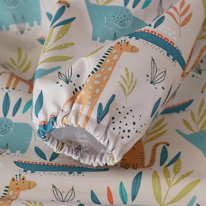 Long Sleeve Baby Bib - Mess-Proof Feeding Bibs for Babies - Adjustable, Waterproof, and Highchair/Table Attachment