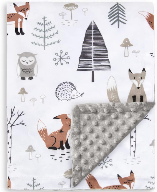 Baby Blanket for Kids with Forest Foxes Soft Plush Minky Blanket with Double Layer Dotted Backing for Bed Sofa Traveling 50 x 60 Inch(125x150cm)