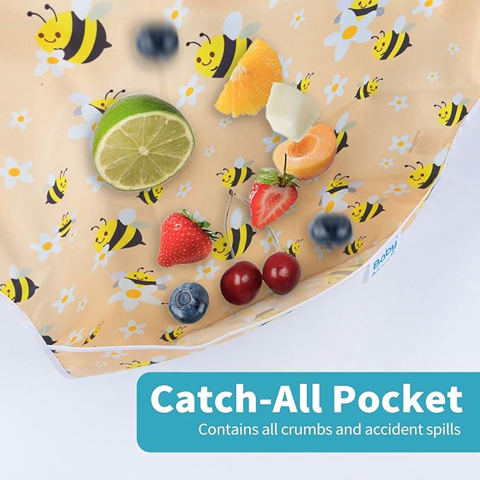 3 Pcs Long Sleeved Bib Set|Baby Waterproof Bibs with Pocket Bundle|Toddler Bib with Sleeves|Stain Resistance Smock 6-24 Month