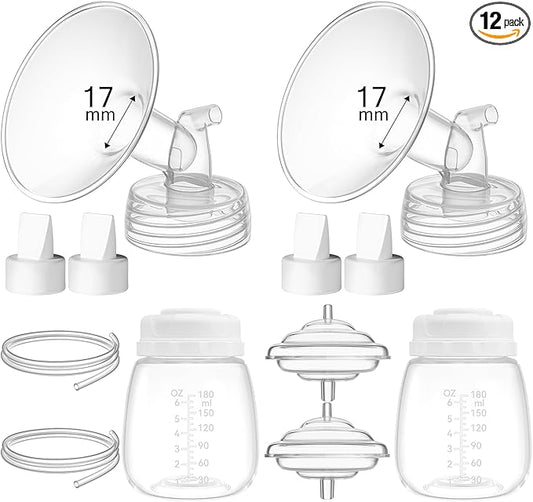 17mm Replacement Pump Parts for Spectra S1 S2 9 Plus Synergy Gold Includes Flange Duckbill Valve Tubing Backflow Protector Bottle,Compatible with Motif Luna Cimilre Ameda MYA Pump