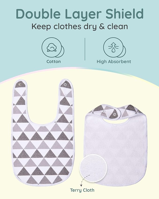 Lilian&Gema Baby Bibs 8 Pack Baby Drool Bibs for Unisex Boys Girls,Soft Cotton Bibs for Teething and Drooling Newborn