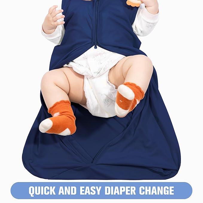 Baby Sleep Sack 12-18 Months Baby Wearable Blanket 100% Rayon Cotton 2-Way Zipper Toddler Sleeping Sack，Comfy Soft Lightweight TOG 0.3(Cyan)